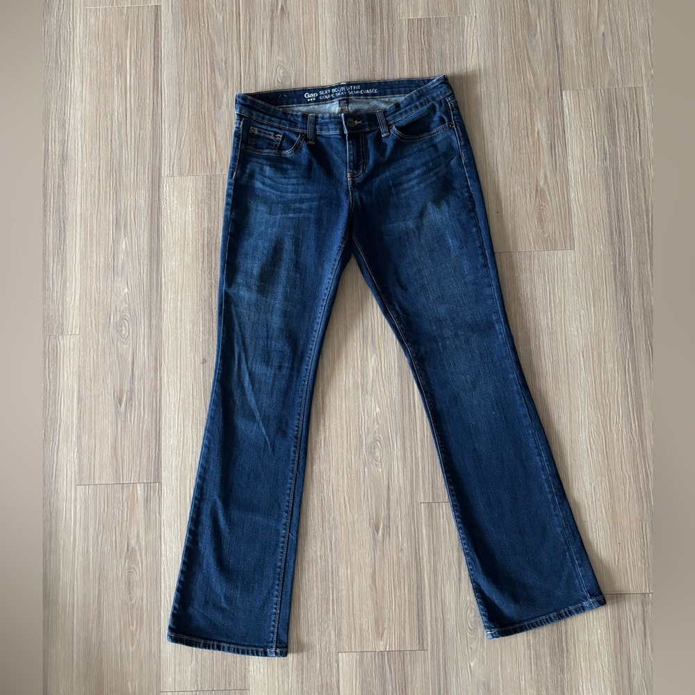 GAP Sexy Bootcut Jeans Dark Wash Low Rise Stretch Womens 8 Boho Y2K